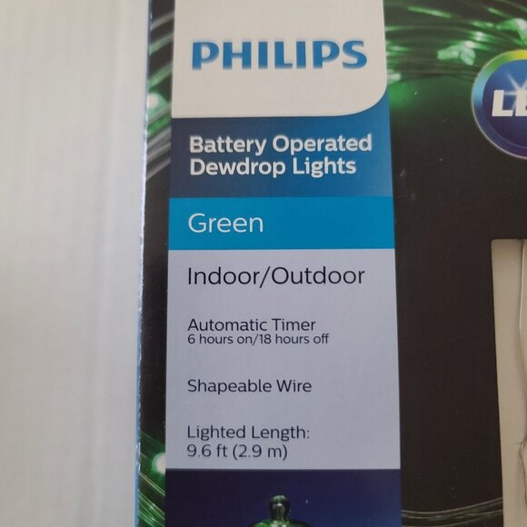 3 Philips Dewdrop LED 30 ct Wire Light 2 Green 1 Blue Battery Operated Timer NEW - Picture 12 of 15
